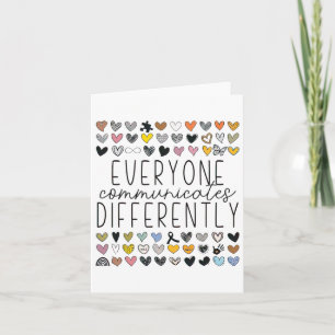 Support Autism Awareness Everyone Communicates Dif Card