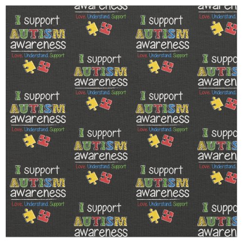 Support Autism Awareness Pattern with Puzzles Fabric