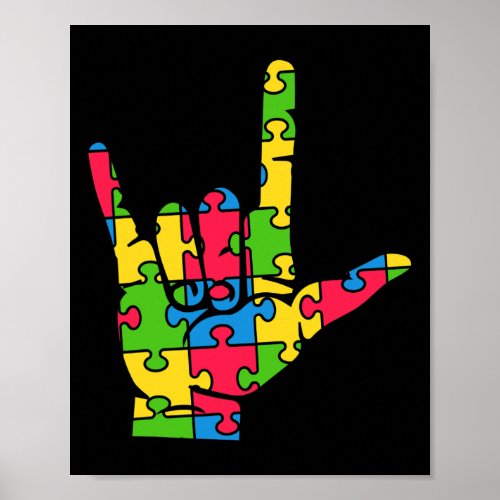 Support Autism Love Sign Language 