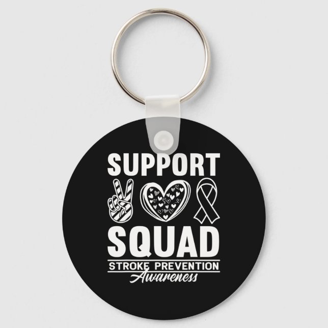Support Awareness Squad Heart Disease Stroke Preve Keychain (Front)