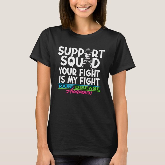 Support Awareness Squad I Zebra Ribbon I Rare Dise T-Shirt (Front)