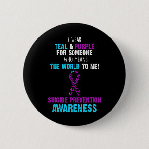 Support Awareness Suicide Prevention Teal And Purp Button