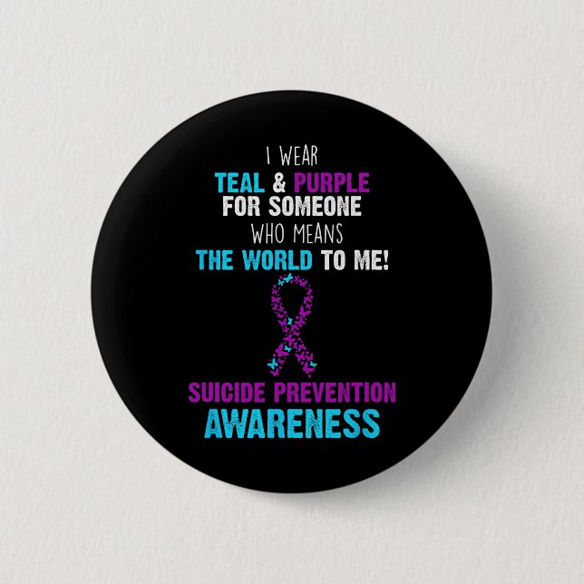 Support Awareness Suicide Prevention Teal And Purp Button (Front)