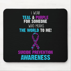 Support Awareness Suicide Prevention Teal And Purp Mouse Pad