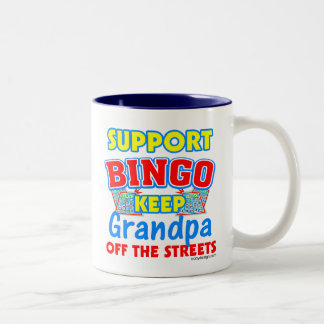Support Bingo Grandpa Two-Tone Coffee Mug