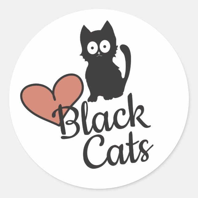 Support Black Cats | Cute Cartoon Classic Round Sticker (Front)