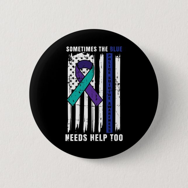 Support Blue Lives Police Suicide Awareness Law En Button (Front)