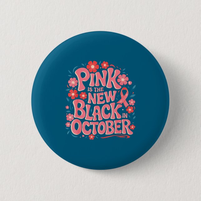 Support Breast Cancer Awareness Pink Design Button (Front)