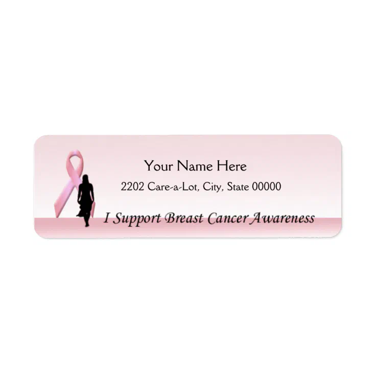 Support Breast Cancer Awareness Return Address 2 Label | Zazzle