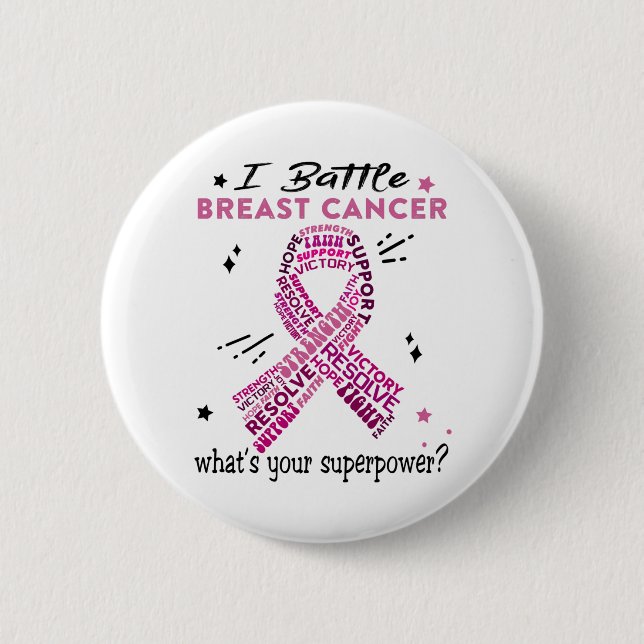 Support Breast Cancer Warrior Gifts Button (Front)