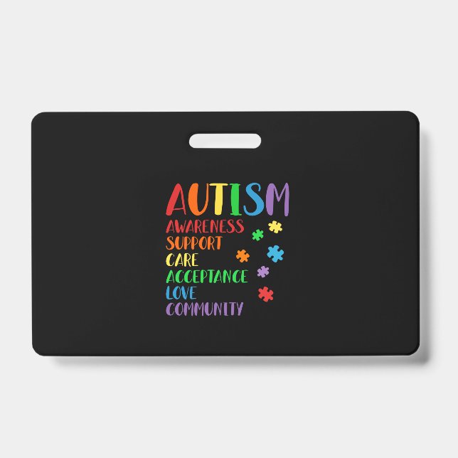 Support Care Acceptance Ally Autism Awareness Badge (Front)