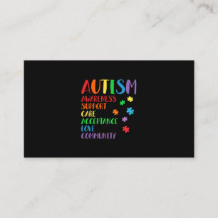 Support Care Acceptance Ally Autism Awareness Business Card