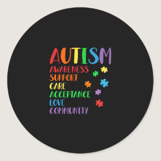 Support Care Acceptance Ally Autism Awareness Classic Round Sticker