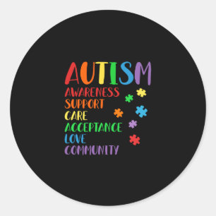 Support Care Acceptance Ally Autism Awareness Classic Round Sticker