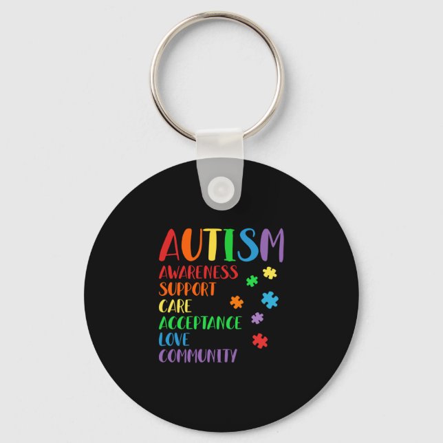 Support Care Acceptance Ally Autism Awareness Keychain (Front)