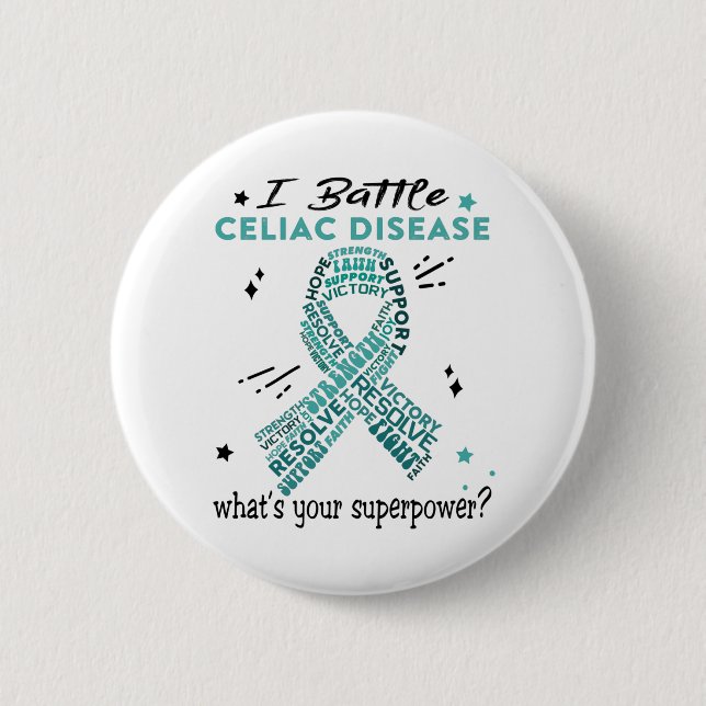 Support Celiac Disease Warrior Gifts Button (Front)