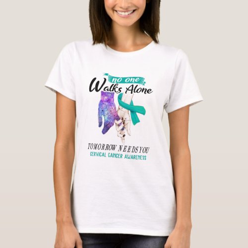 Support Cervical Cancer Awareness Ribbon Gifts T_Shirt
