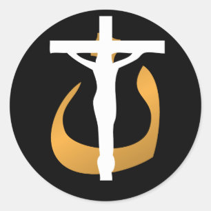 Support Christians! Crucifix - "Nuun" Symbol Classic Round Sticker
