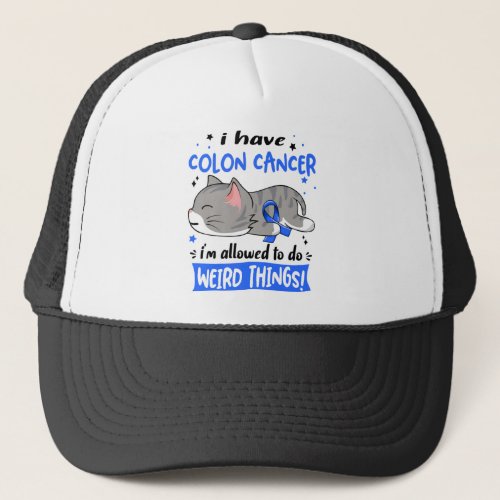 Support Colon Cancer Awareness Ribbon Gifts Trucker Hat