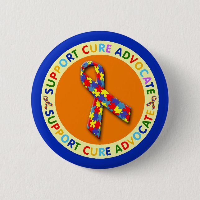 Support Cure Advocate Autism Pinback Button (Front)