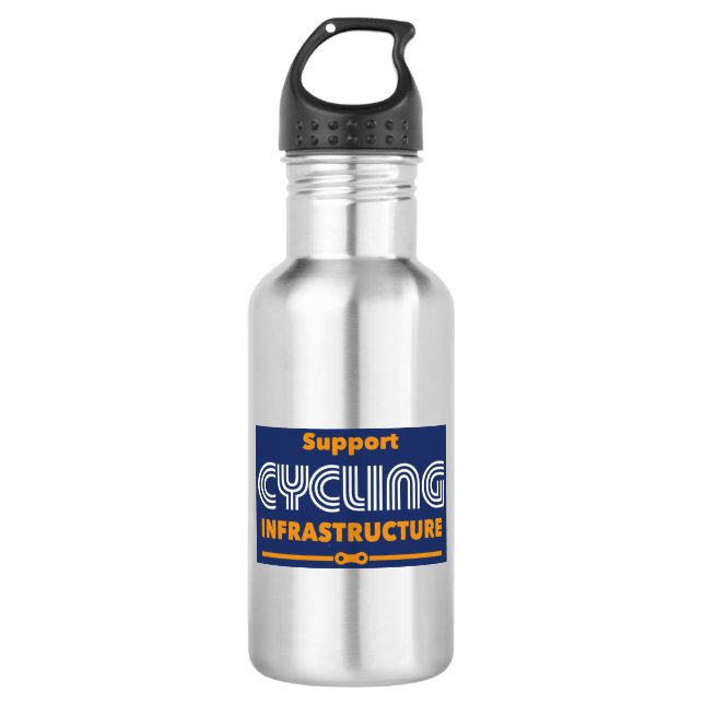 Support Cycling Infrastructure Stainless Steel Water Bottle (Front)