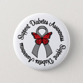 Support Diabetes Awareness Butterfly Ribbon Button