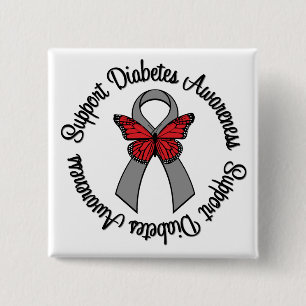 Support Diabetes Awareness Butterfly Ribbon Pinback Button