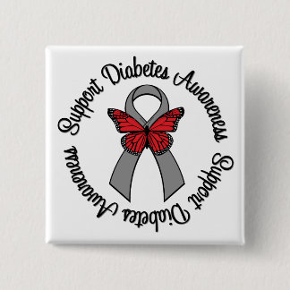 Support Diabetes Awareness Butterfly Ribbon Pinback Button