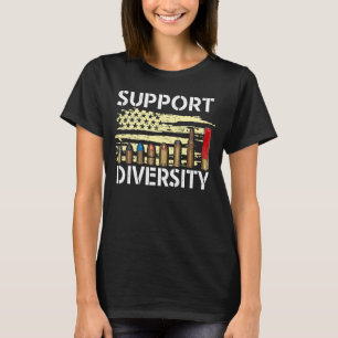 Support Diversity Gun Bullets Veteran Soldier Vint T-Shirt