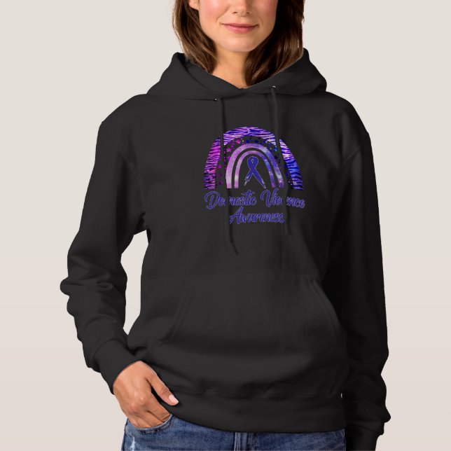Support Domestic Violence Awareness Rainbow Blue R Hoodie (Front)