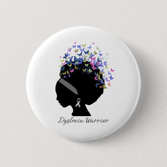 Support Dyslexia Warrior Gifts Button (Front)