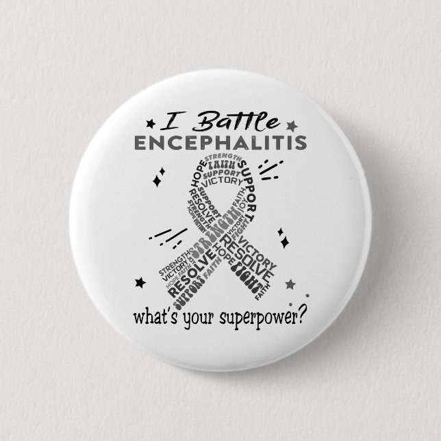 Support Encephalitis Warrior Gifts Button (Front)