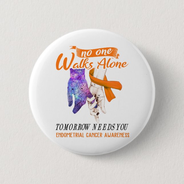 Support Endometrial Cancer Awareness Ribbon Gifts Button (Front)