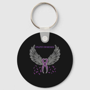 Support Epilepsy Awareness Costume Purple Ribbon G Keychain