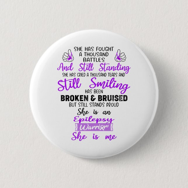 Support Epilepsy Warrior Gifts Button (Front)