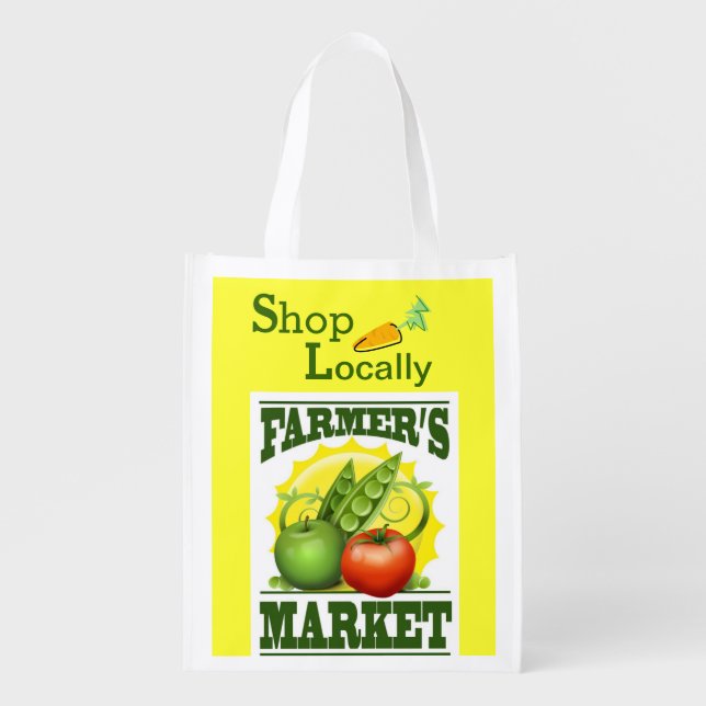 Support Farmer's Markets Reusable Grocery Bag (Front)