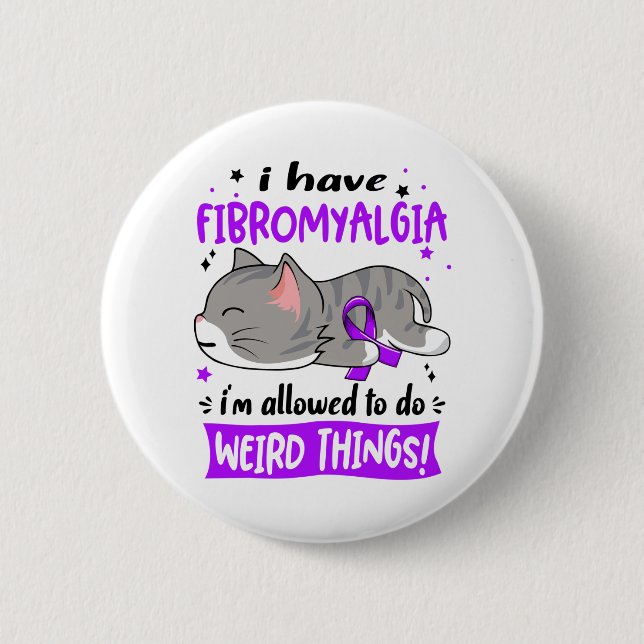 Support Fibromyalgia Awareness Ribbon Gifts Button (Front)