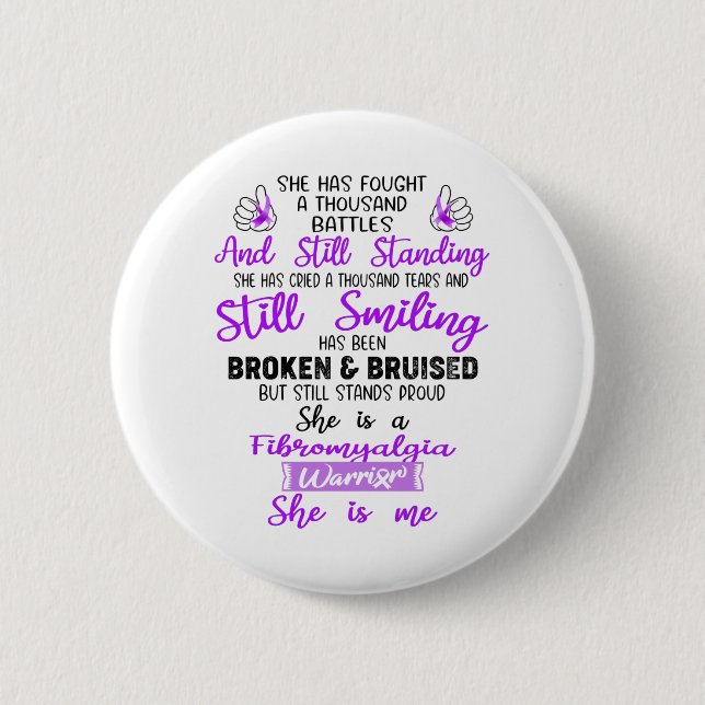 Support Fibromyalgia Warrior Gifts Button (Front)