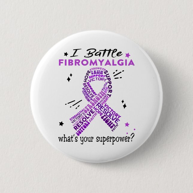 Support Fibromyalgia Warrior Gifts Button (Front)