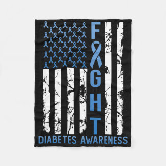 Support Fight Usa Flag Type 2 Type 1 Diabetes Awar Fleece Blanket