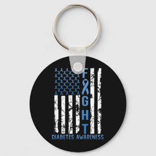 Support Fight USA Flag Type 2 Type 1 Diabetes Awar Keychain
