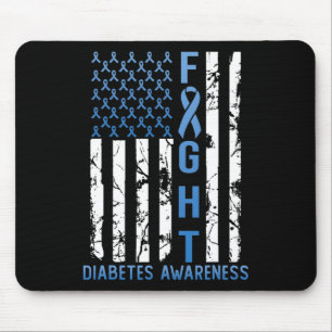 Support Fight USA Flag Type 2 Type 1 Diabetes Awar Mouse Pad