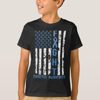 Support Fight Usa Flag Type 2 Type 1 Diabetes Awar T-Shirt