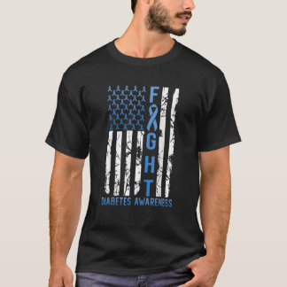 Support Fight USA Flag Type 2 Type 1 Diabetes Awar T-Shirt