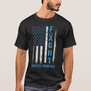 Support Fight USA Flag Type 2 Type 1 Diabetes Awar T-Shirt