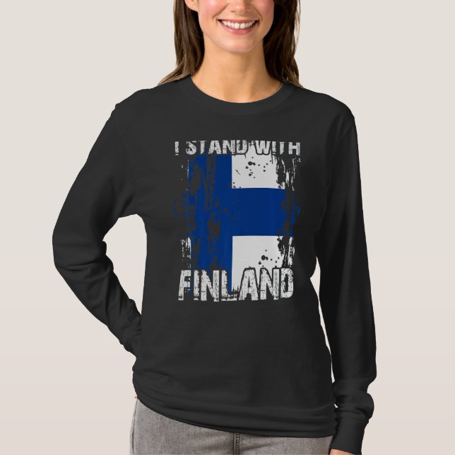 Support Finland Stand With Finland Finnish Flag T-Shirt (Front)