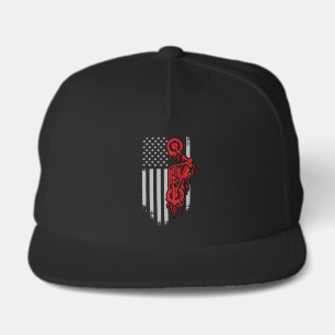 Support Firemen Motorcycle Thin Red Line USA Flag Snap Back Hat