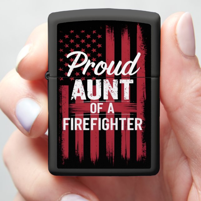 Support for Firefighters From Proud Family Members Zippo Lighter (In Hand)
