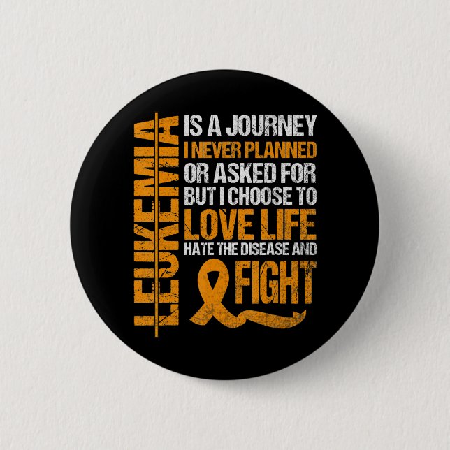 support for Leukemia Awareness orange Ribbon produ Button (Front)