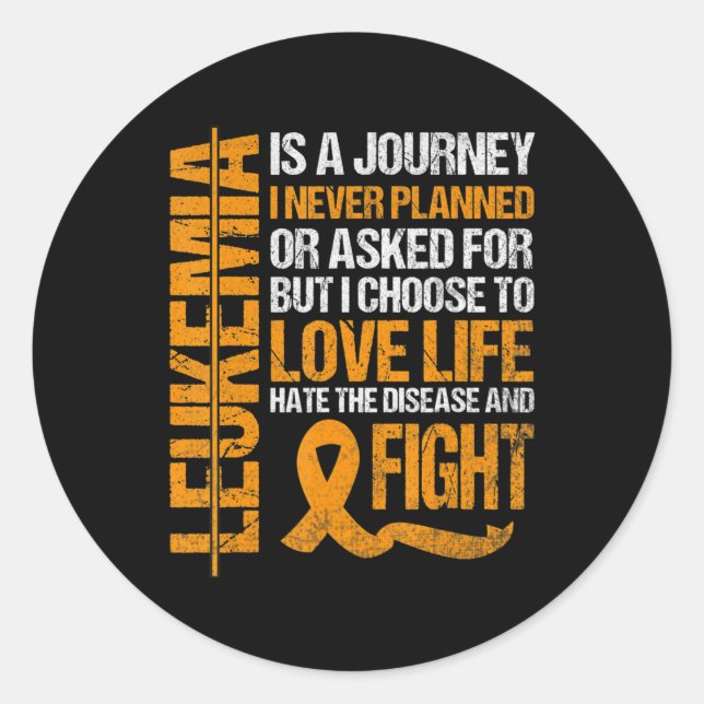 support for Leukemia Awareness orange Ribbon produ Classic Round Sticker (Front)